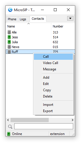 screenshot Contacts